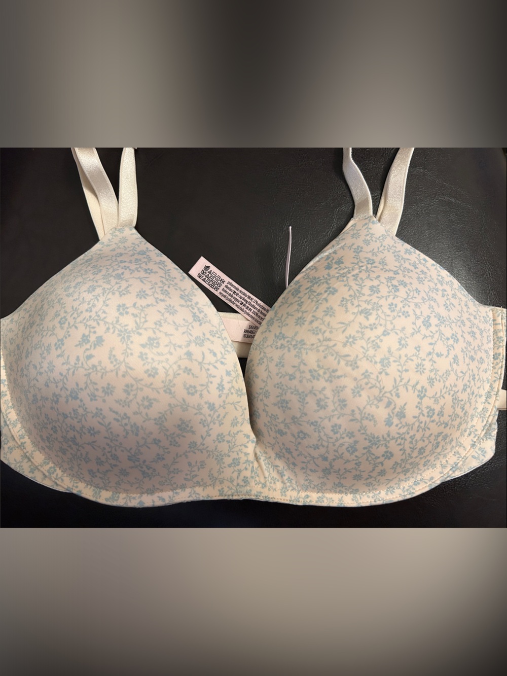 Victoria's Secret Cream Bra with Light Blue Floral Print